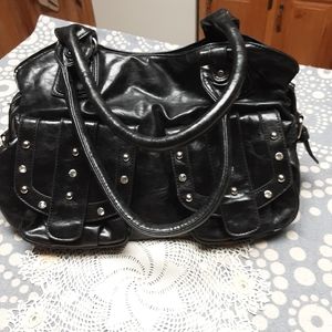 Black Hobo Bag with rhinestone studs